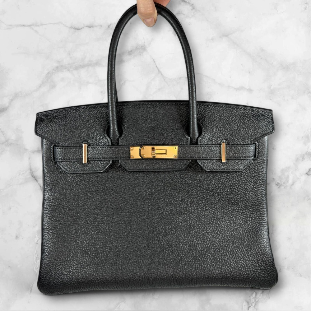 Hermes Birkin 30 Bag Black Togo with Rose Gold Hardware B30 Handbag Authentic - Picture 2 of 16